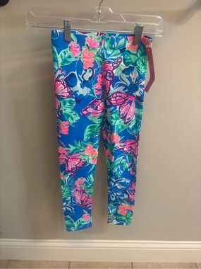 Girls' Bright Blue Floral Leggings Lilly